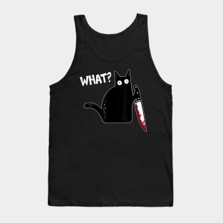 What Murderous Cat Holding Knife Funny Halloween Costume Tank Top